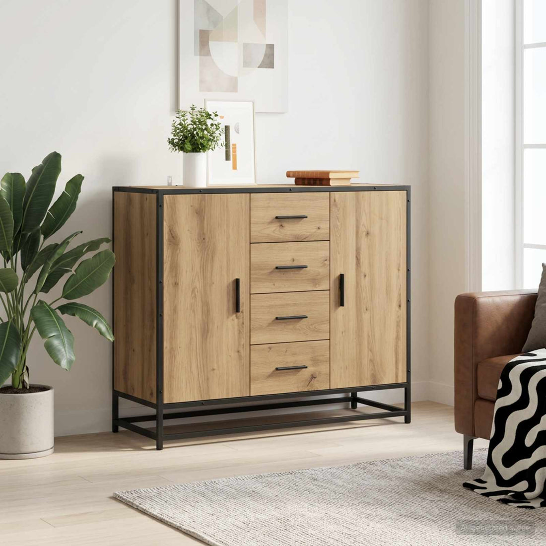 vidaXL Aparador Roble artisan 92 x 35 x 76 cm Madera de ingeniería