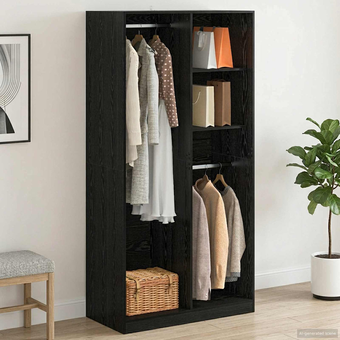 vidaXL Armario Roble negro 100 x 50 x 200 cm Madera de ingeniería