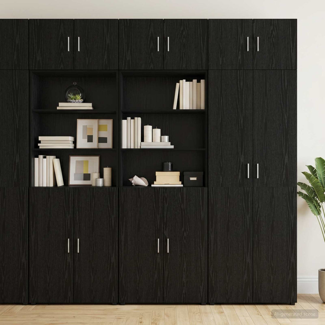 vidaXL Cabinete de almacenamiento con estanterías Roble Negro