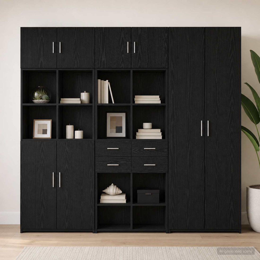vidaXL Cabinete de almacenamiento con estanterías Roble Negro