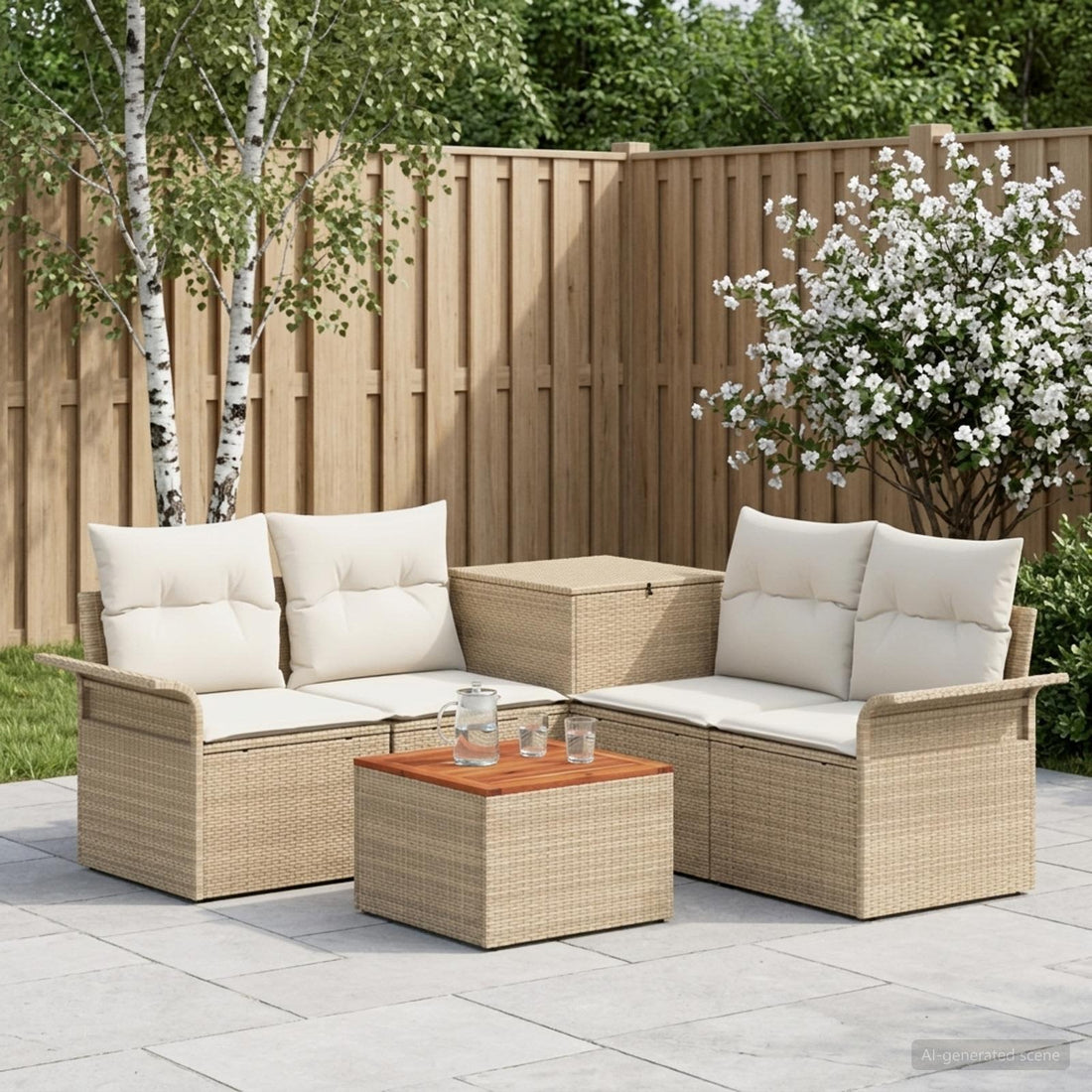 vidaXL Juego de Sofá 6 uds. 4-Número de plazas Beige y blanco crema