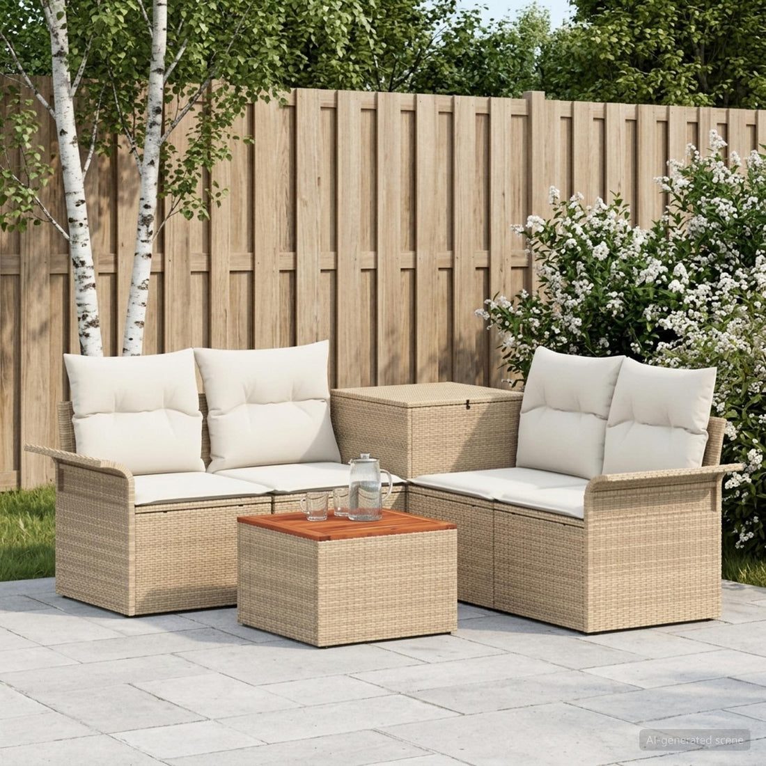 vidaXL Juego de Sofá 6 uds. 4-Número de plazas Beige y blanco crema
