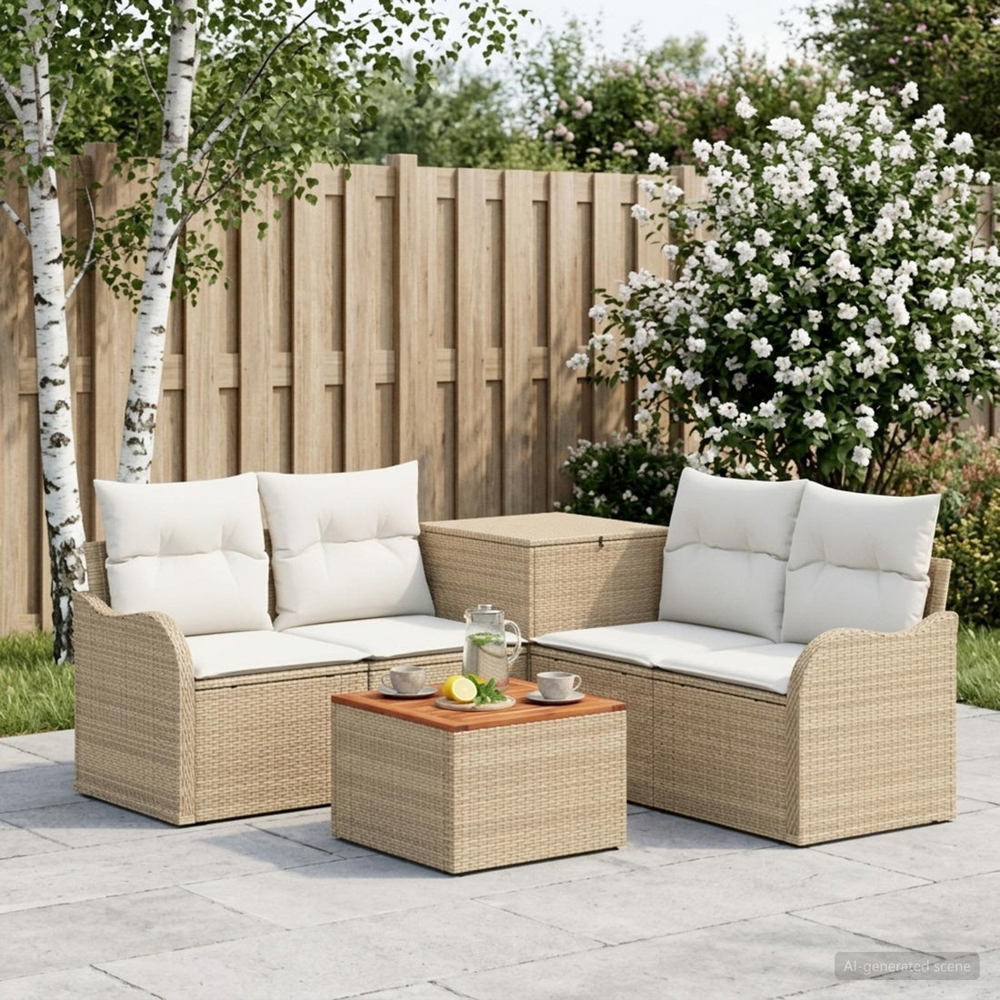 vidaXL Juego de Sofá 6 uds. Beige y blanco crema