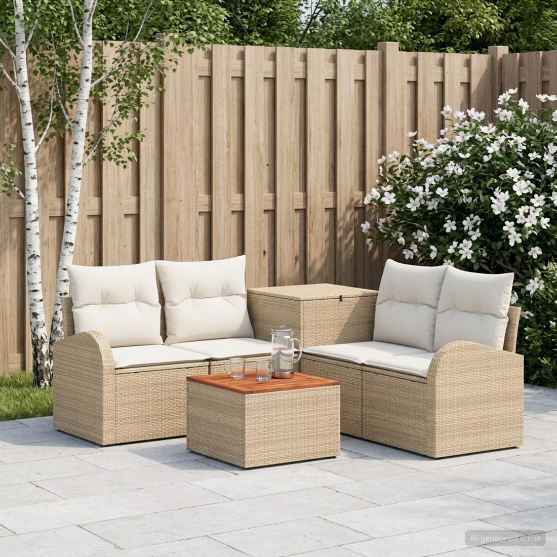 vidaXL Juego de Sofá 6 uds. Beige y blanco crema
