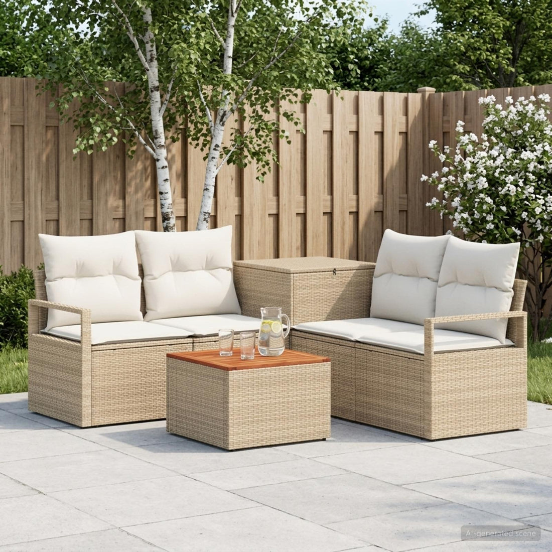 vidaXL Juego de Sofá 6 uds. Beige y blanco crema