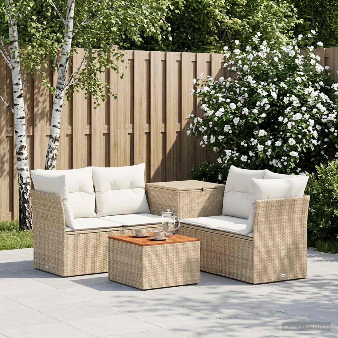 vidaXL Juego de Sofá 6 uds. Beige y blanco crema