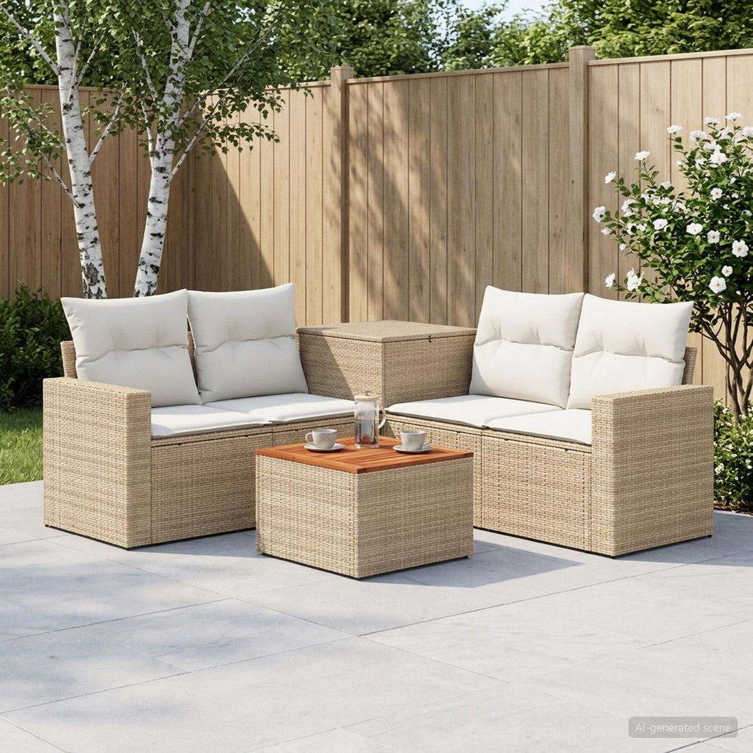 vidaXL Juego de Sofá 6 uds. Beige y blanco crema
