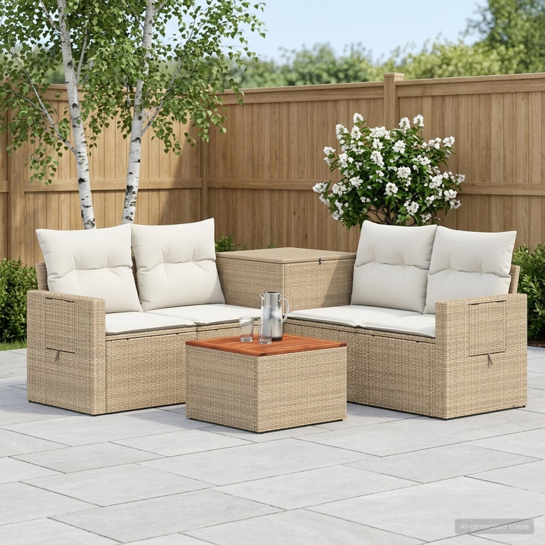vidaXL Juego de Sofá 6 uds. Beige y blanco crema