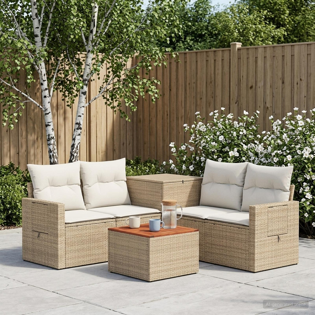 vidaXL Juego de Sofá 6 uds. Beige y blanco crema