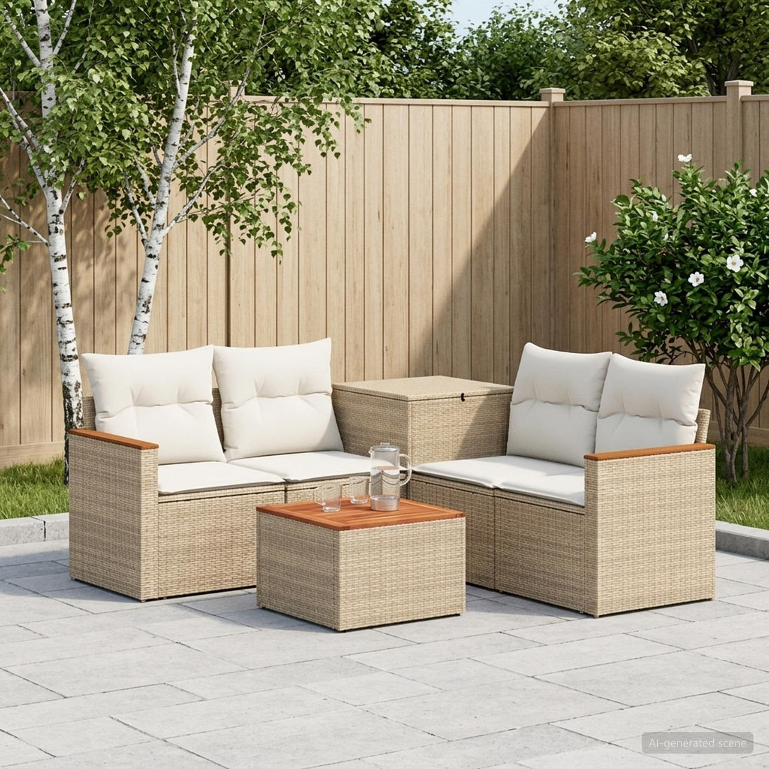 vidaXL Juego de Sofá 6 uds. Beige y blanco crema