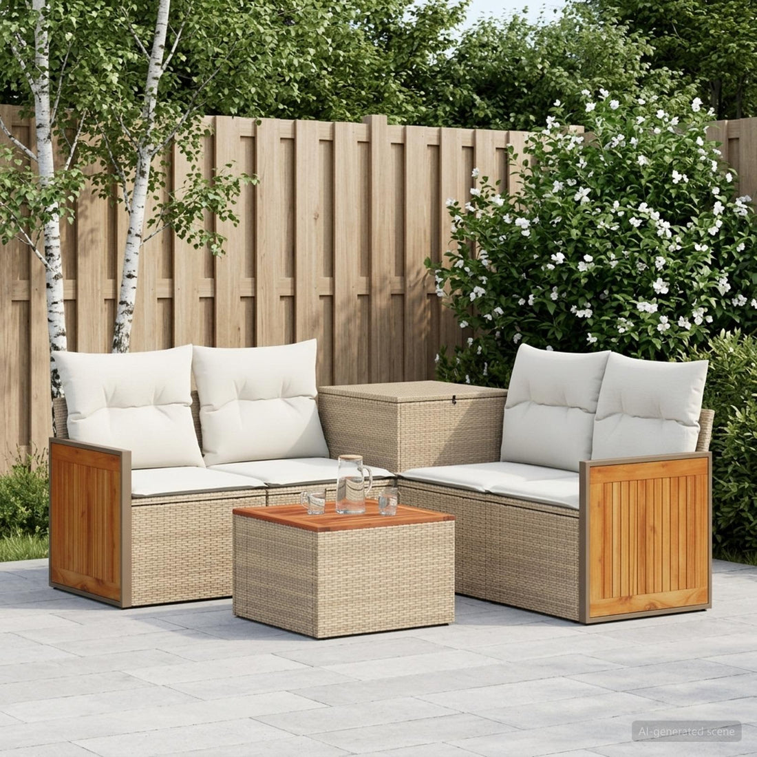 vidaXL Juego de Sofá 6 uds. Beige y blanco crema