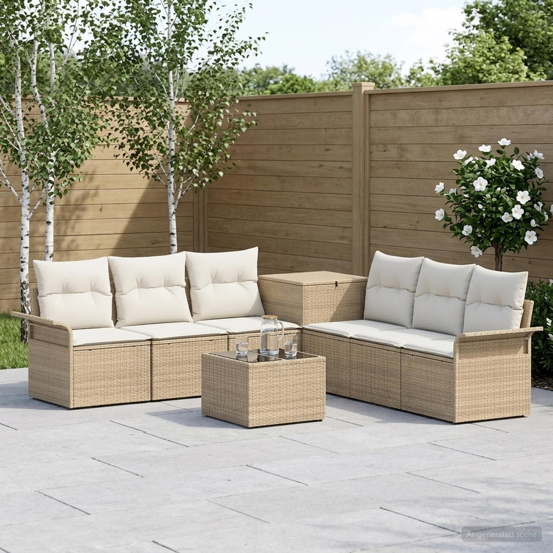 vidaXL Juego de Sofá 8 uds. Beige y blanco crema