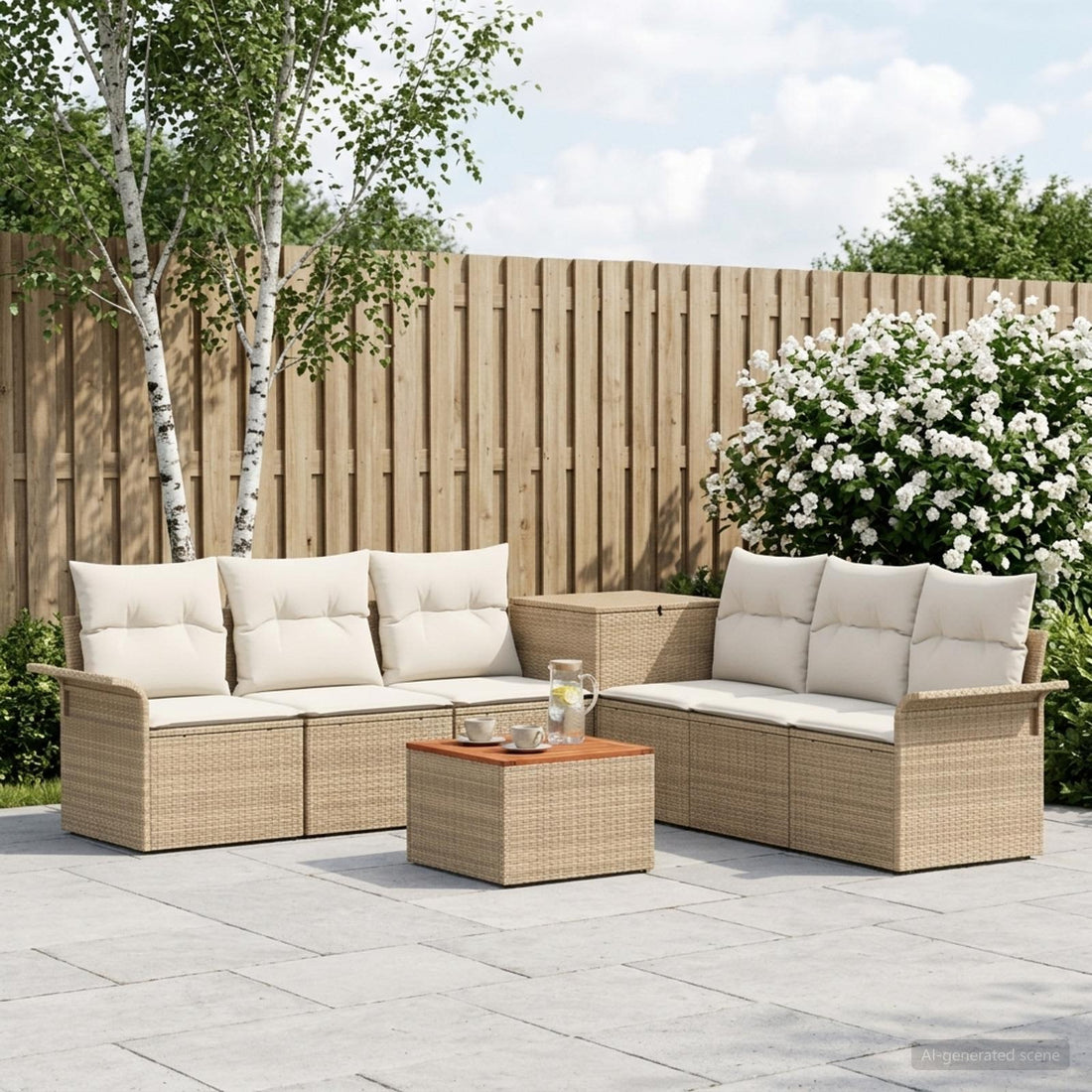 vidaXL Juego de Sofá 8 uds. Beige y blanco crema