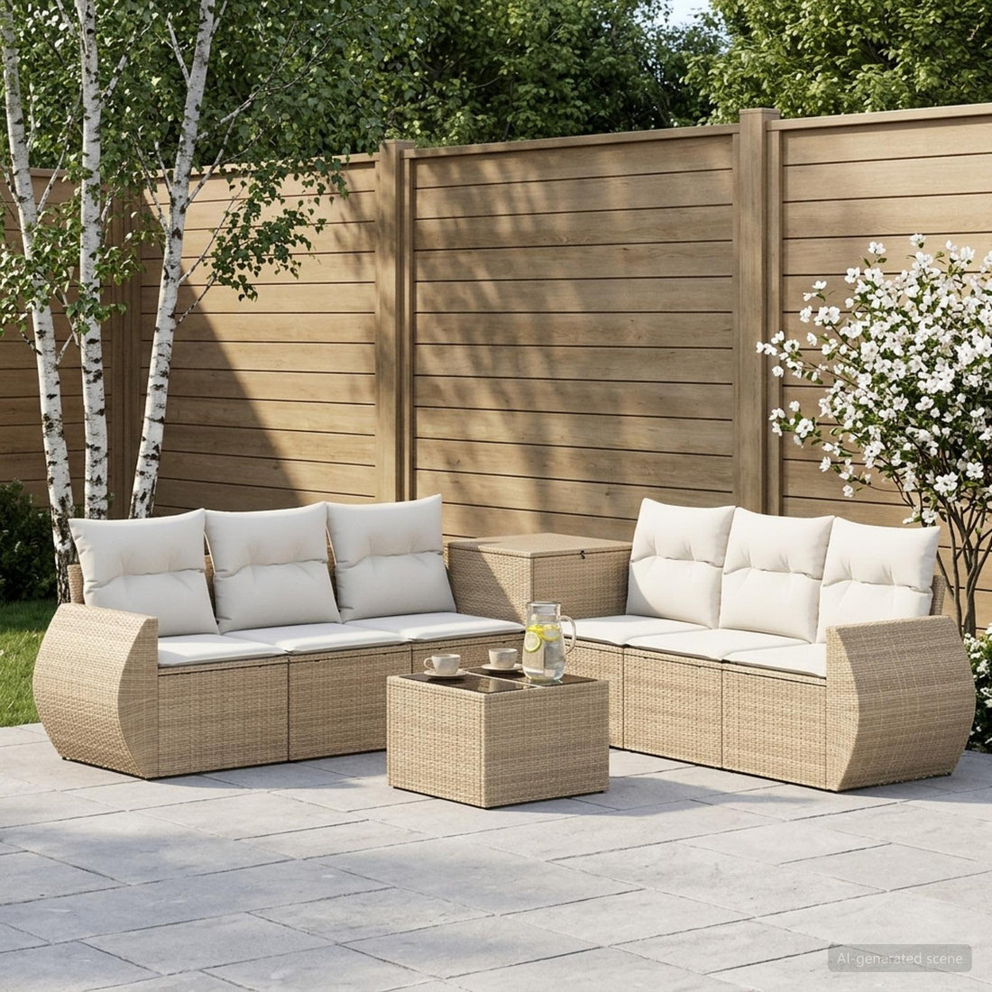 vidaXL Juego de Sofá 8 uds. Beige y blanco crema