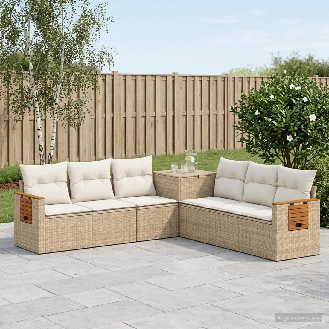 vidaXL Juego de Sofá 7 uds. Beige y blanco crema