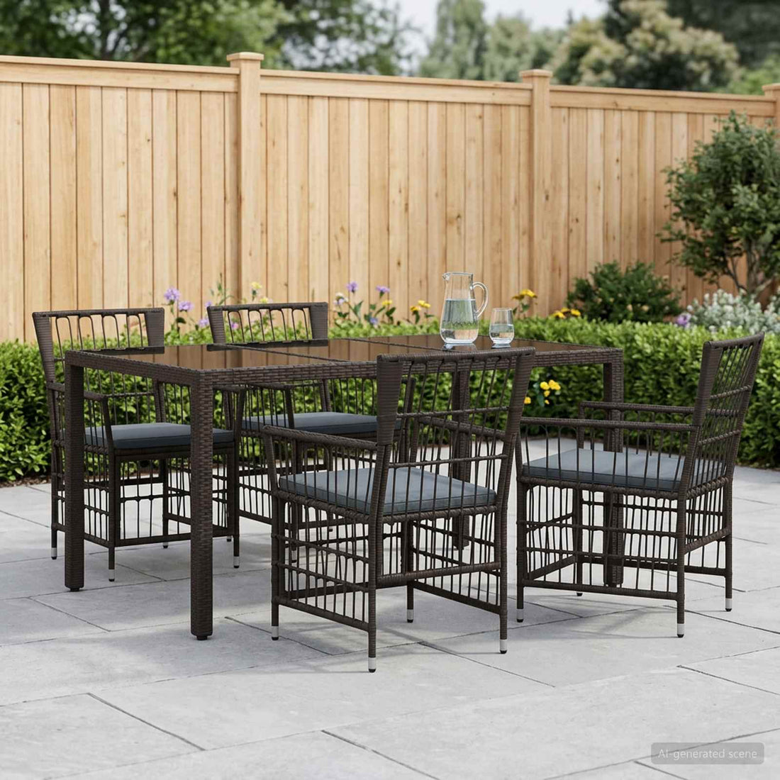 vidaXL Juego de comedor para exteriores 5 uds. Negro ratán sintético