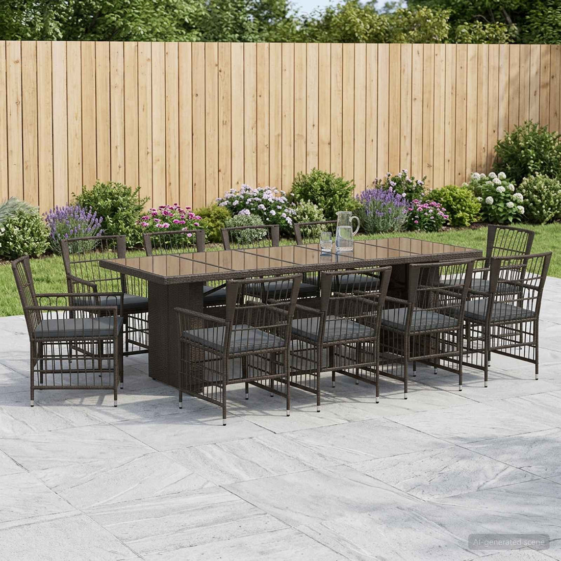 vidaXL Juego de comedor para exteriores 11 uds. Negro ratán sintético