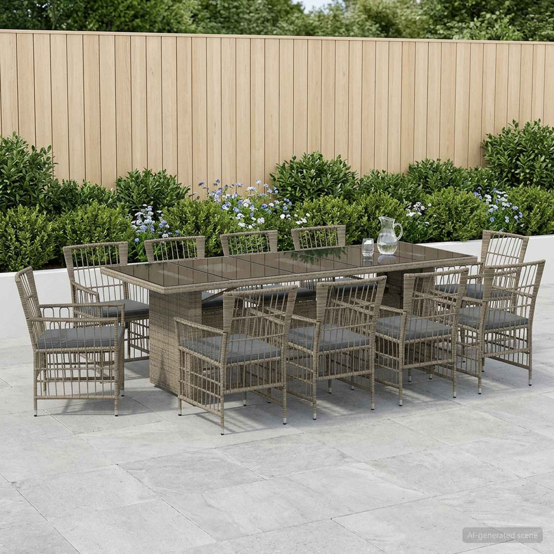 vidaXL Juego de comedor para exteriores 11 uds. Gris ratán sintético