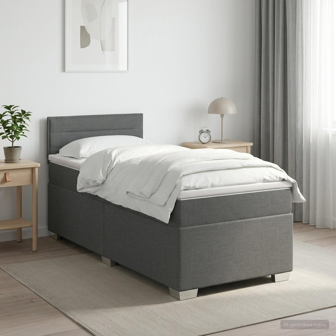 vidaXL Cama box spring con colchón Gris oscuro 80 x 200 cm Tela