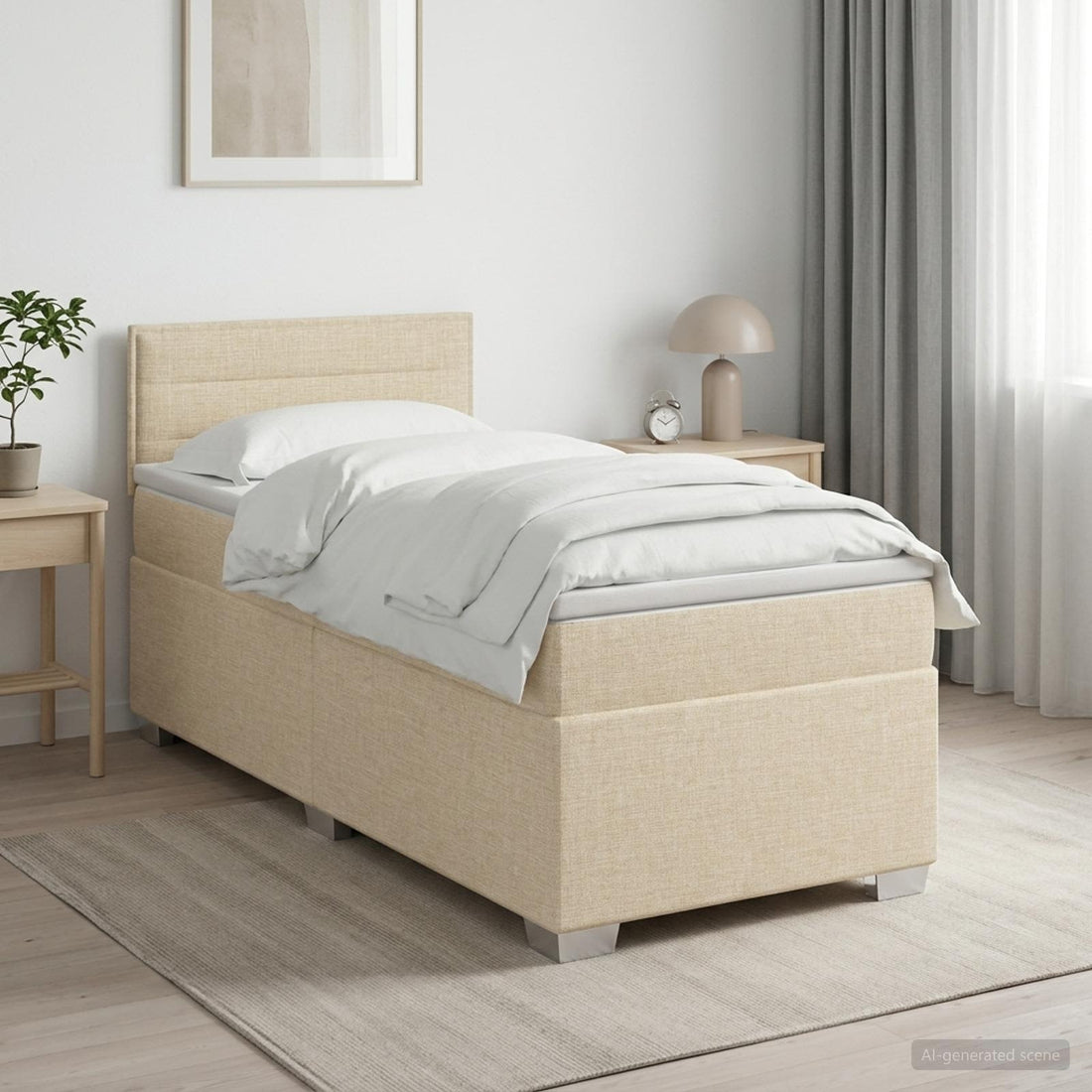 vidaXL Cama box spring con colchón Crema 100 x 200 cm Tela