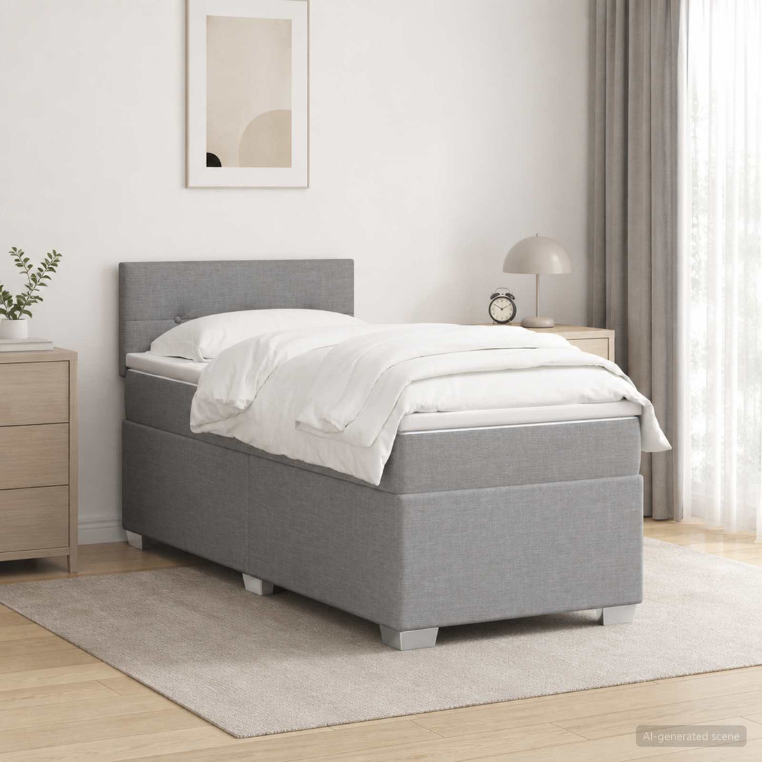 vidaXL Cama box spring con colchón Gris Claro 100 x 200 cm Tela