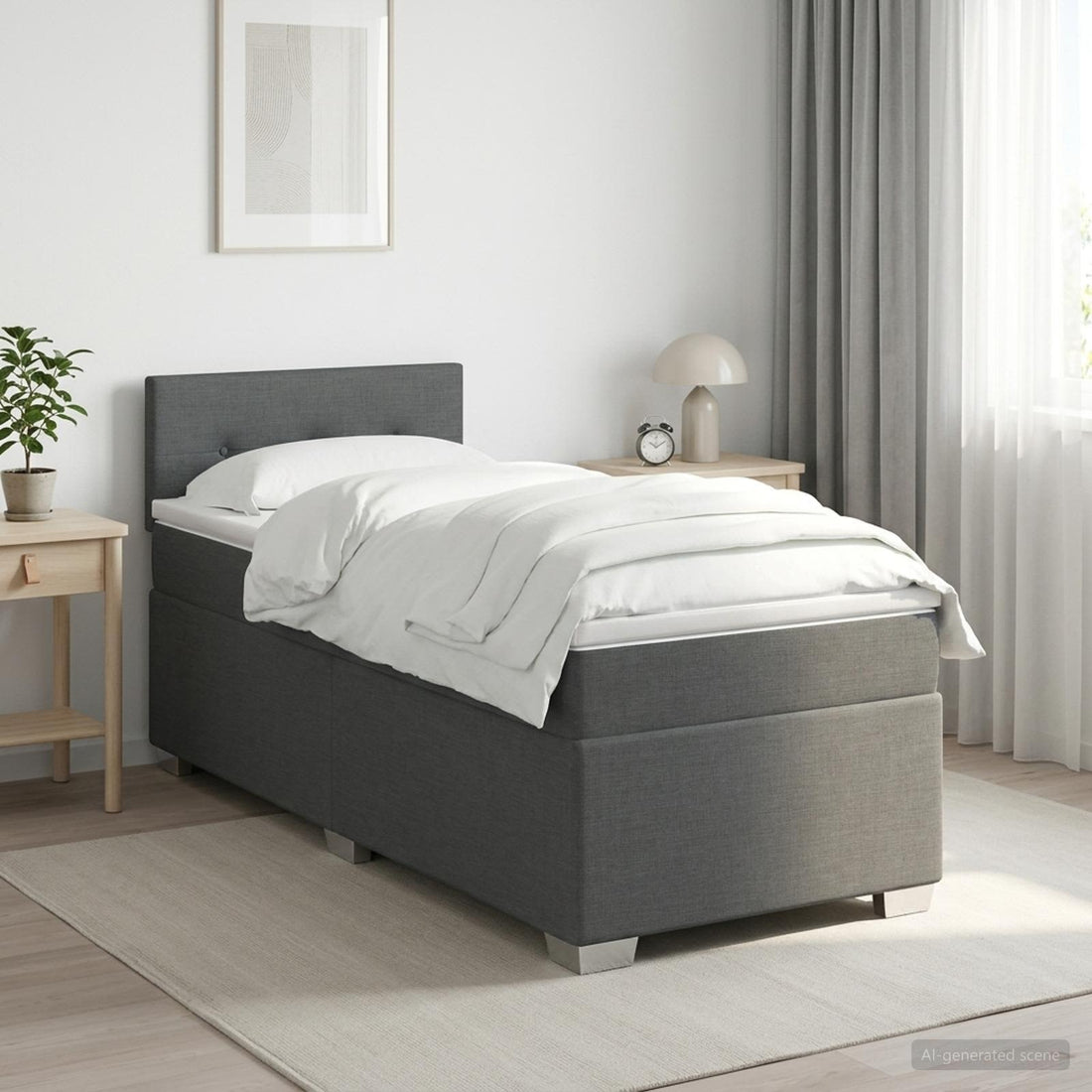 vidaXL Cama box spring con colchón Gris oscuro 90 x 190cm Tela