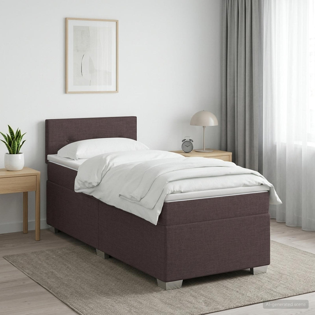 vidaXL Cama box spring con colchón Marrón Oscuro 100 x 200 cm Tela