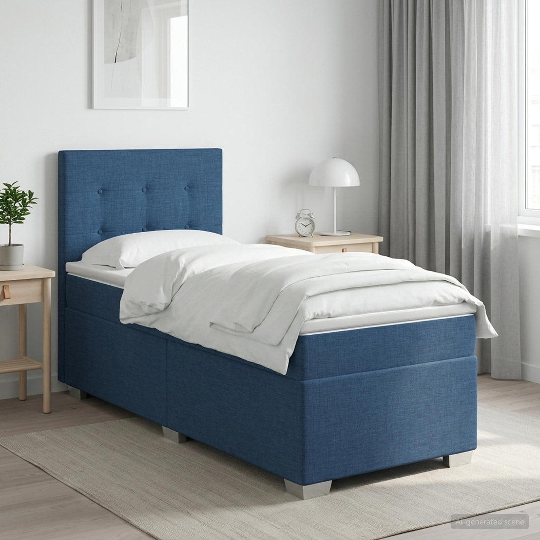 vidaXL Cama box spring con colchón con cabecera Azul 80 x 200 cm Tela