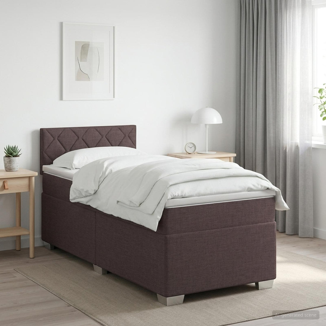 vidaXL Cama box spring con colchón Marrón Oscuro 80 x 200 cm Tela