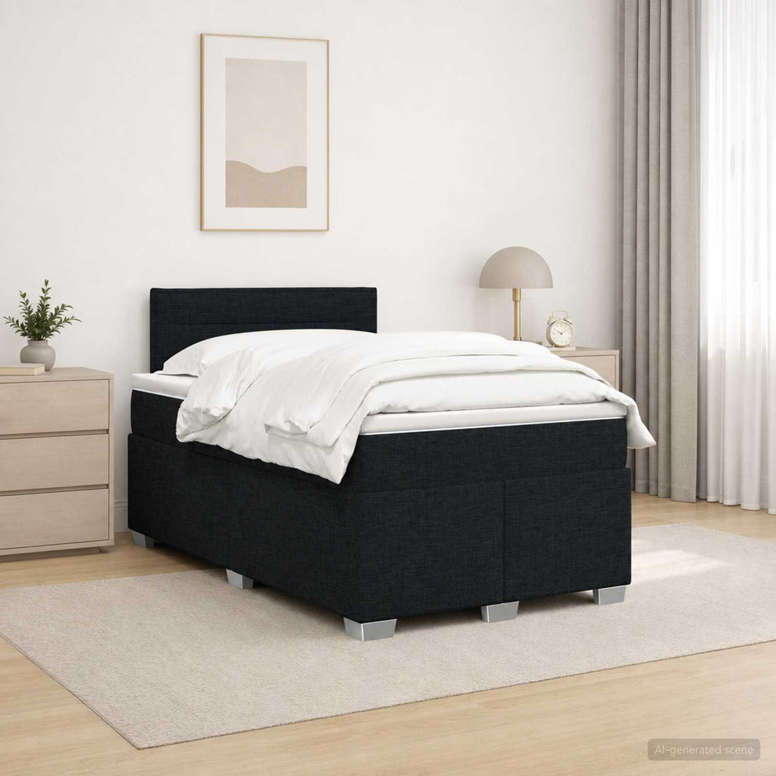 vidaXL Cama box spring con colchón Negro 120 x 200 cm Tela