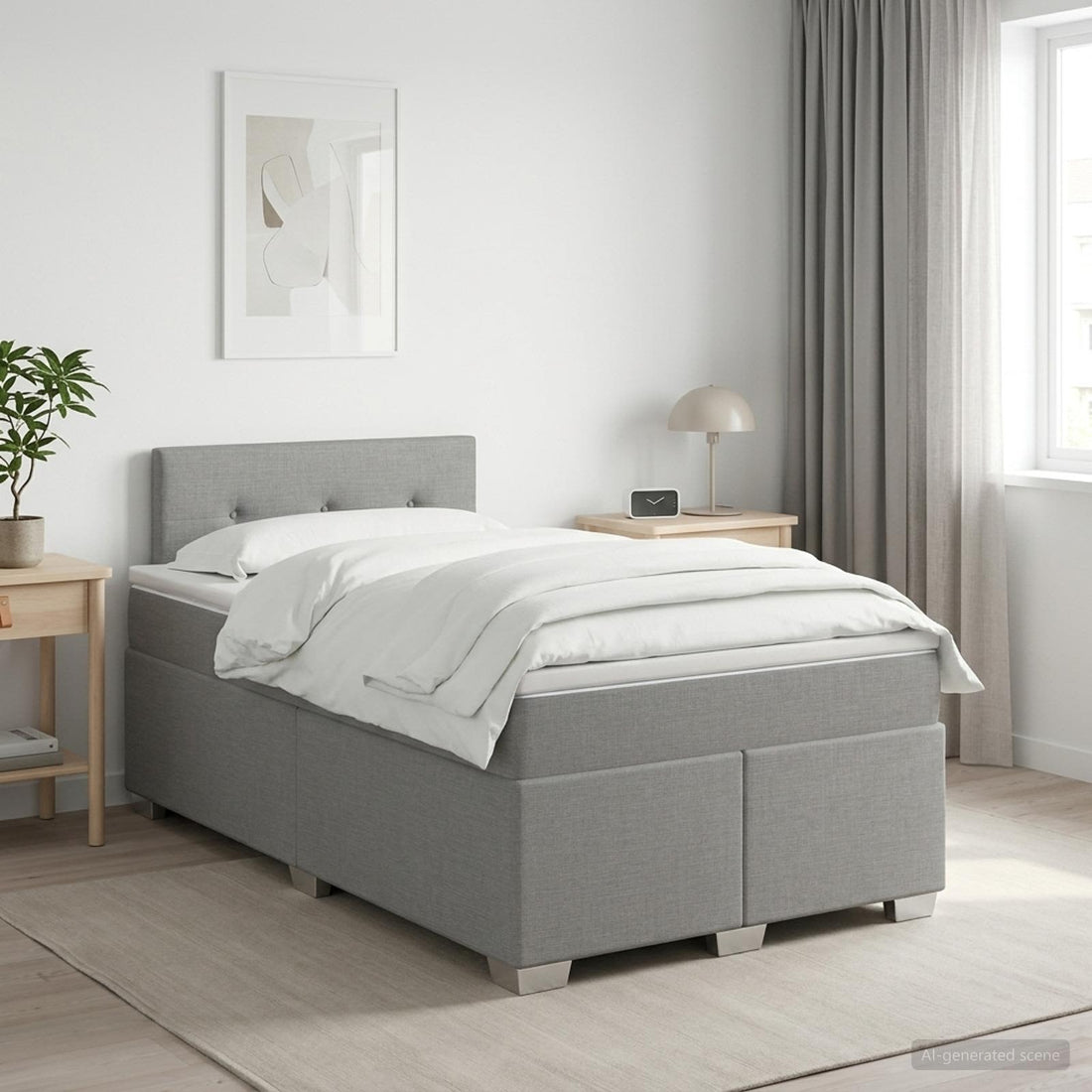 vidaXL Cama box spring con colchón Gris Claro 120 x 200 cm Tela