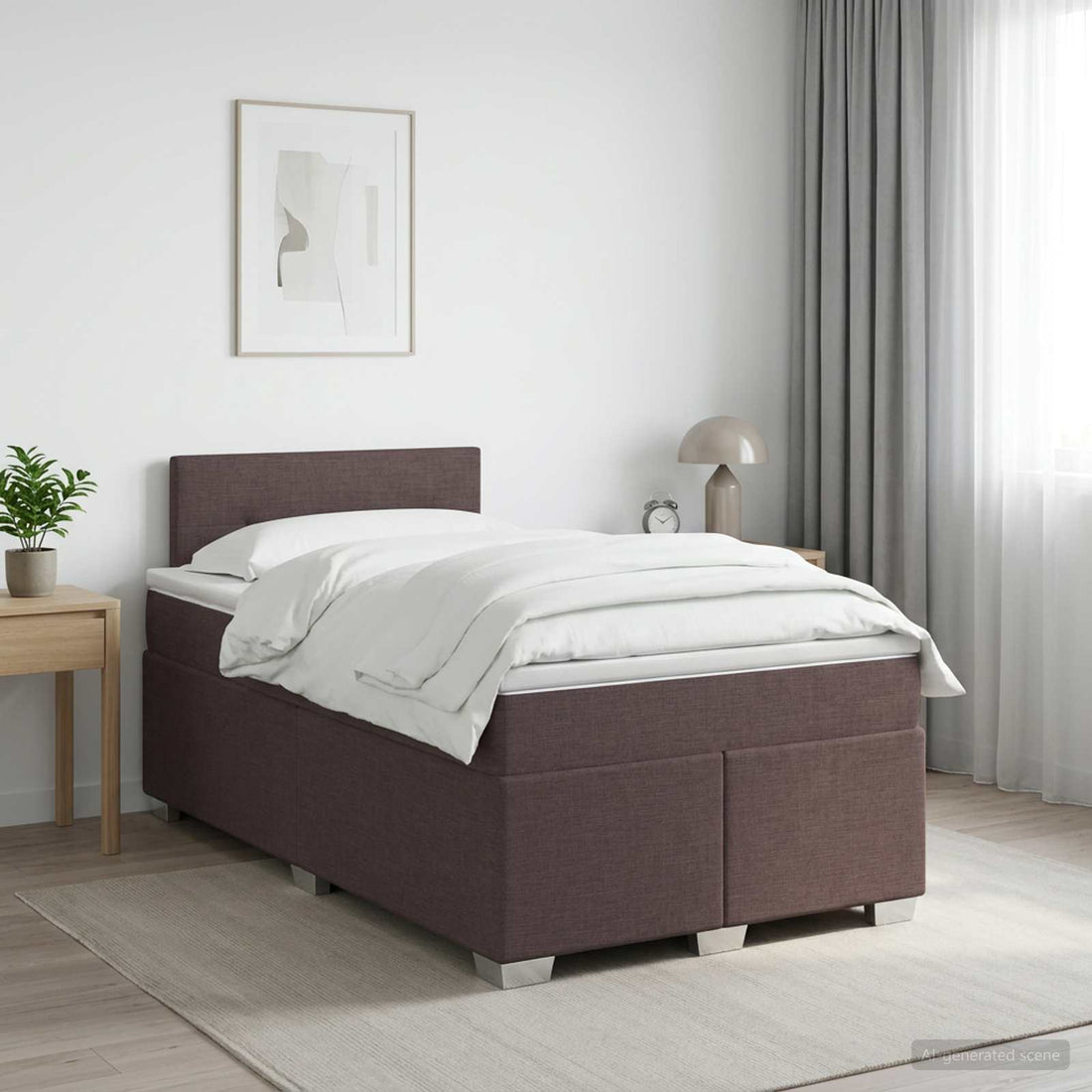 vidaXL Cama box spring con colchón Marrón Oscuro 120 x 200 cm Tela