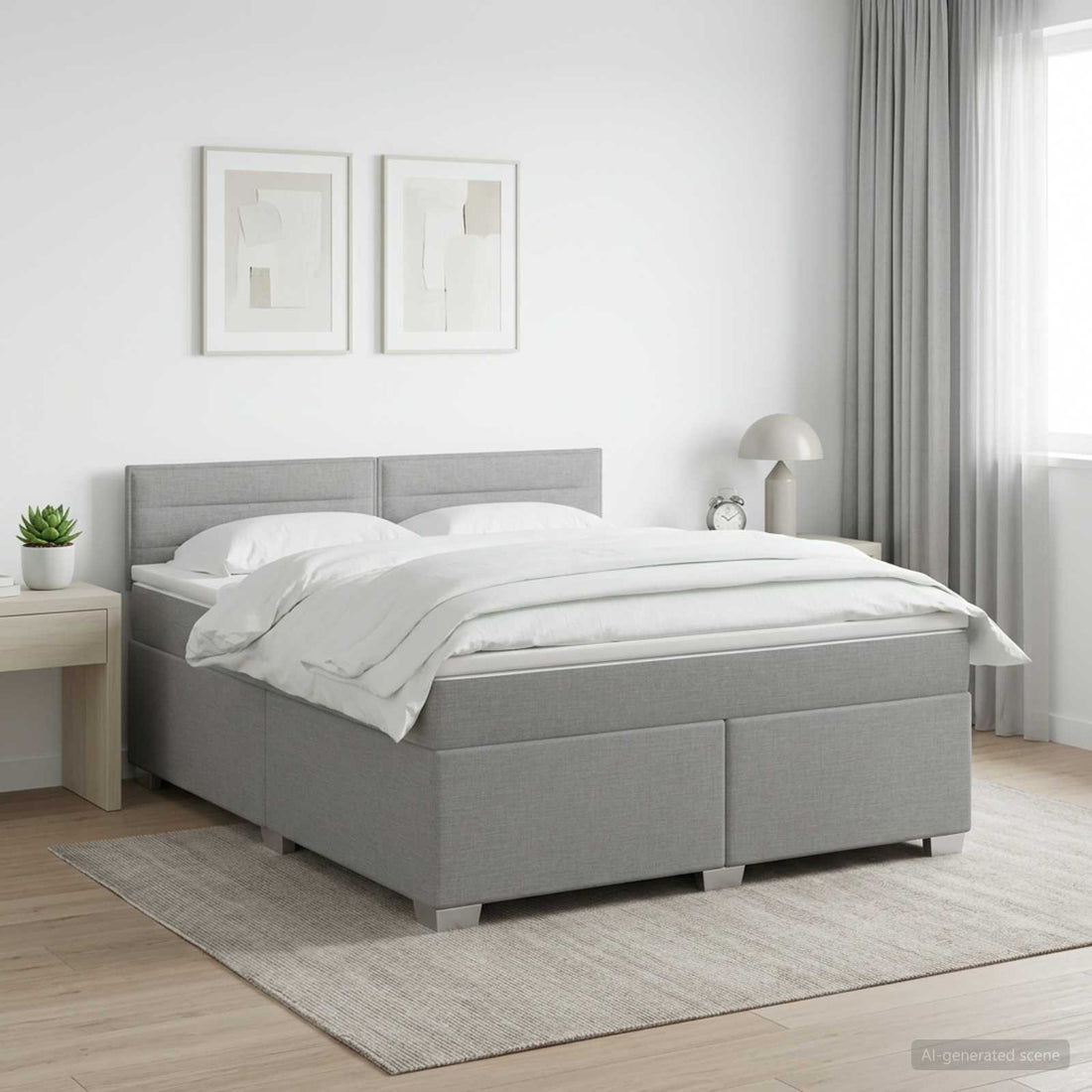 vidaXL Cama box spring con colchón Gris Claro 140 x 200 cm Tela