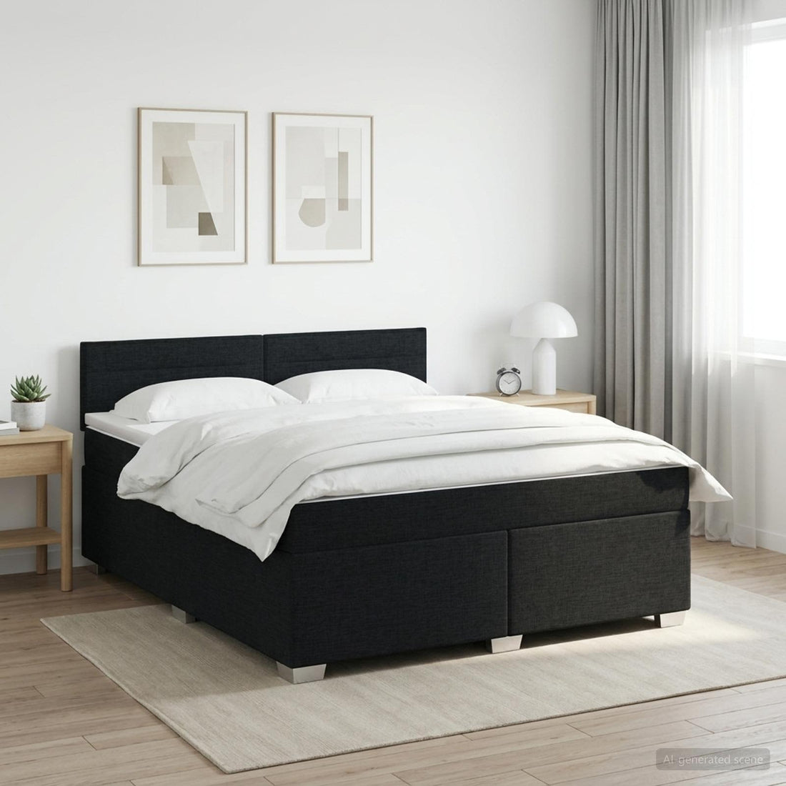 vidaXL Cama box spring con colchón Negro 140 x 190 cm Tela