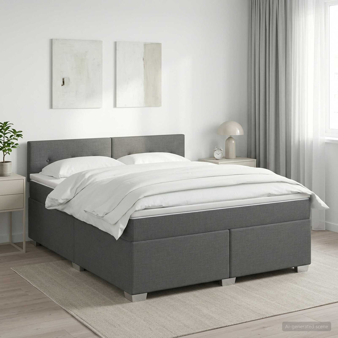 vidaXL Cama box spring con colchón Gris oscuro 180 x 200 cm Tela