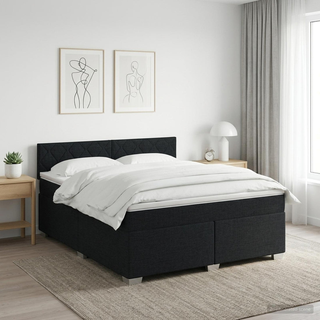 vidaXL Cama box spring con colchón Negro 160 x 200 cm Tela