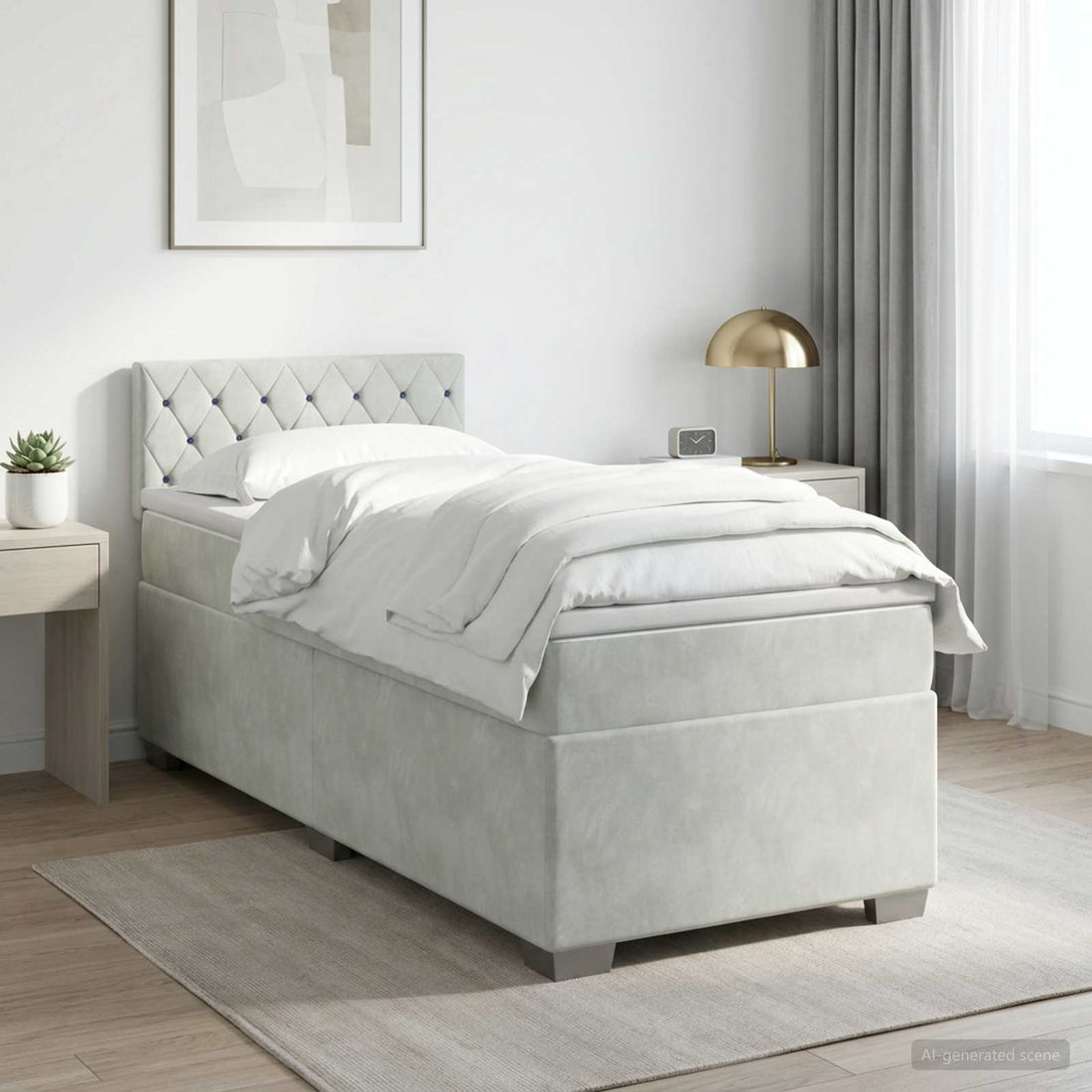 vidaXL Cama box spring con colchón Gris Claro 90 x 190 cm Terciopelo