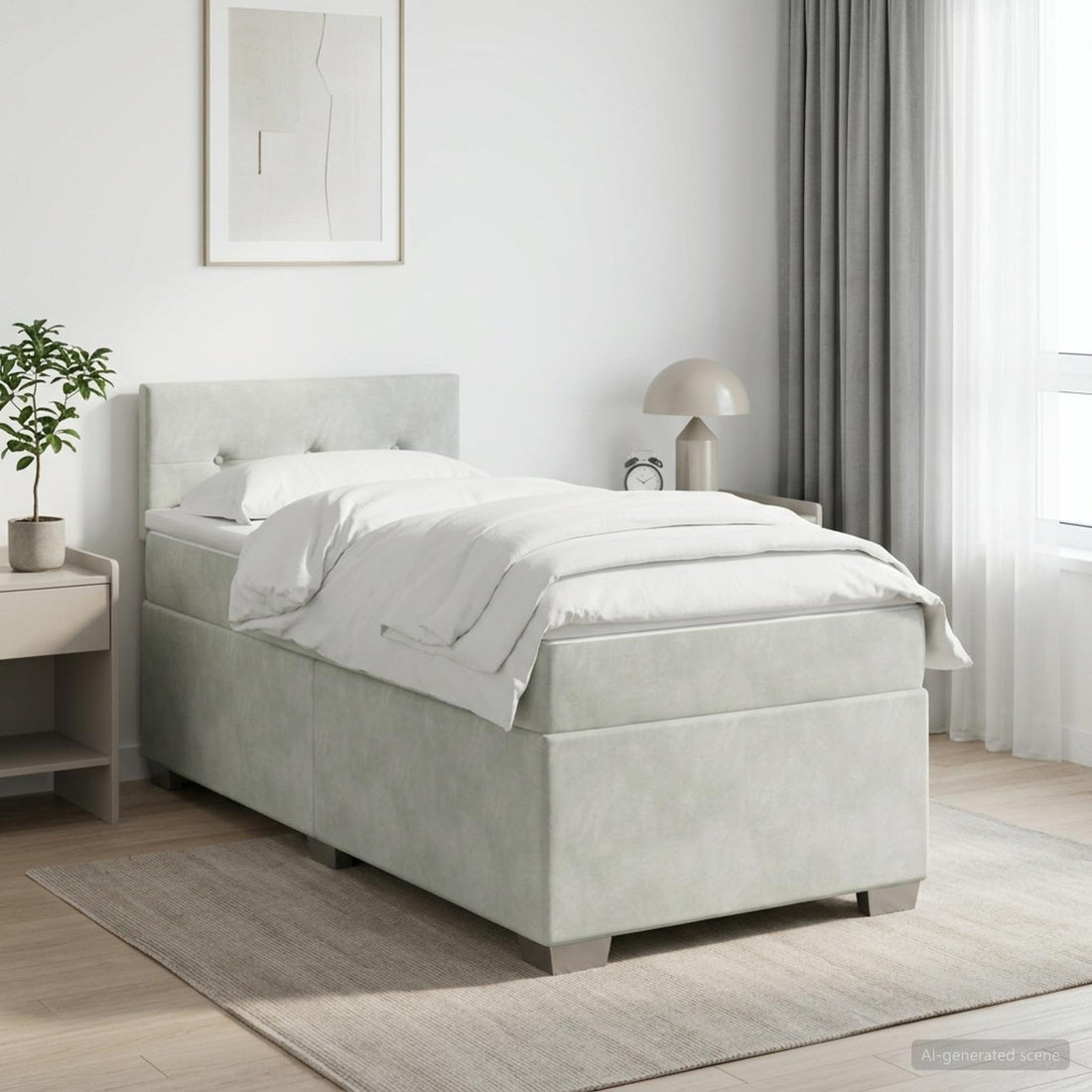 vidaXL Cama box spring con colchón Gris Claro 90 x 200 cm Terciopelo