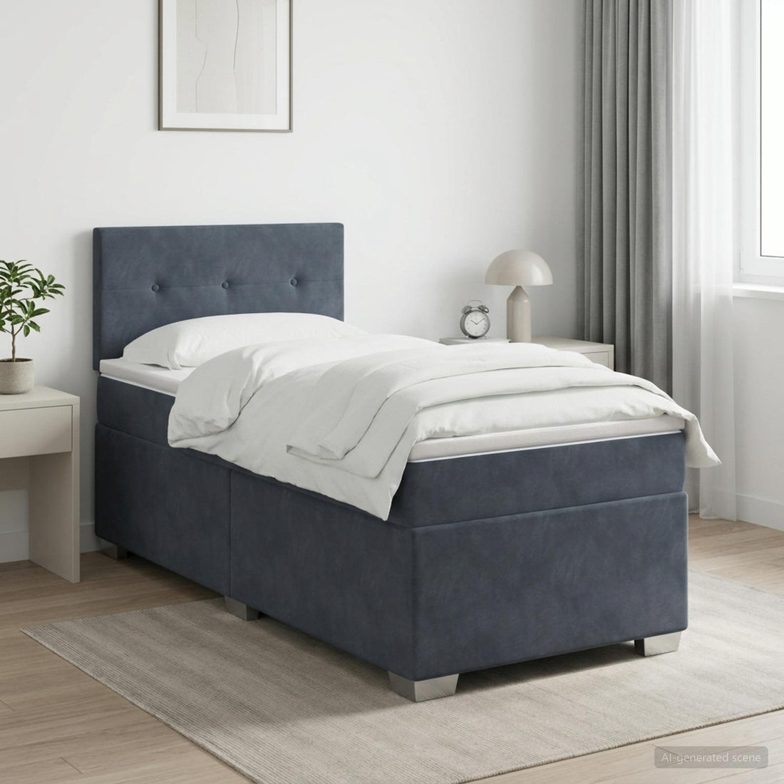 vidaXL Cama box spring con colchón Gris oscuro 80 x 200 cm Terciopelo