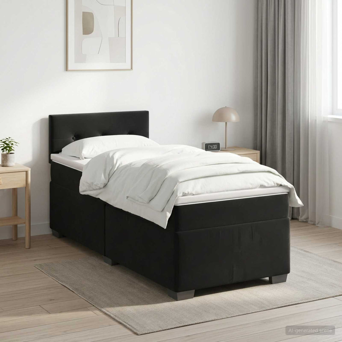 vidaXL Cama box spring con colchón Negro 90 x 200 cm Terciopelo