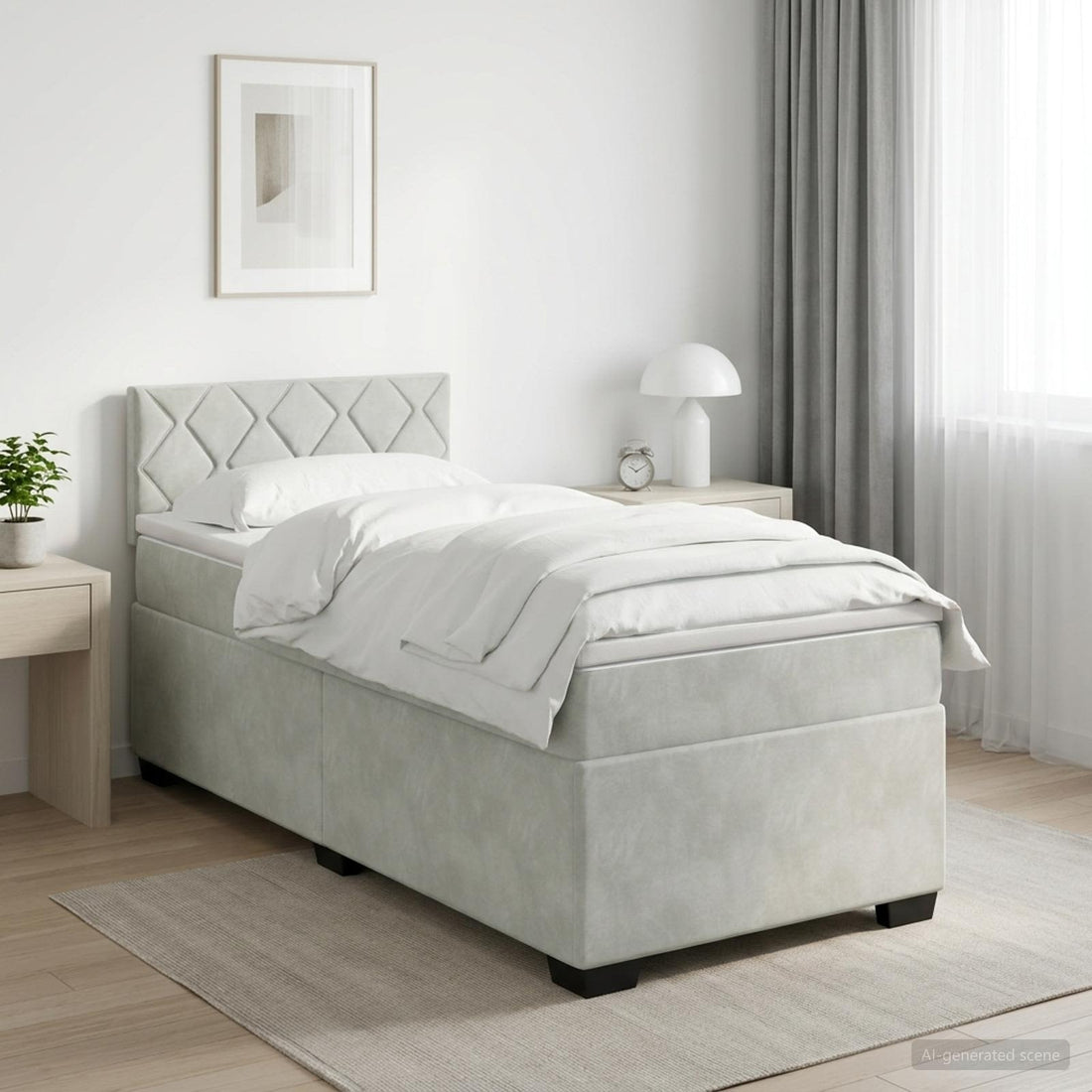 vidaXL Cama box spring con colchón Gris Claro 90 x 190 cm Terciopelo