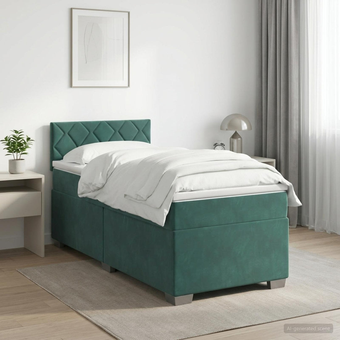vidaXL Cama box spring con colchón Verde oscuro 80 x 200 cm Terciopelo