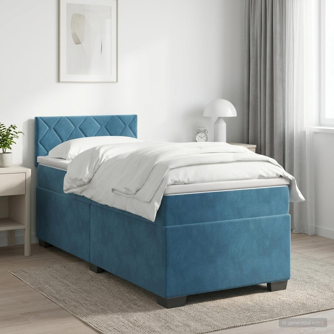 vidaXL Cama box spring con colchón Azul Oscuro 80 x 200 cm Terciopelo