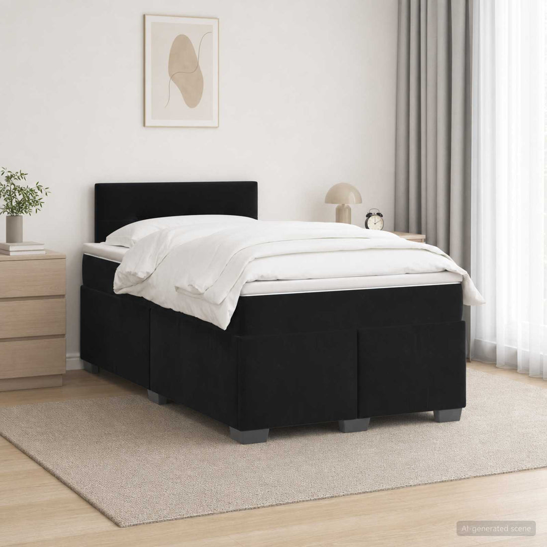 vidaXL Cama box spring con colchón Negro 120 x 190 cm Terciopelo