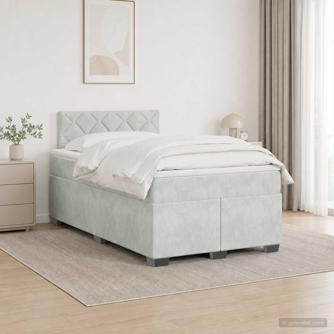 vidaXL Cama box spring con colchón Gris Claro 120 x 190 cm Terciopelo