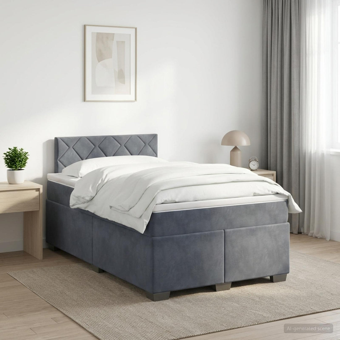 vidaXL Cama box spring con colchón Gris oscuro 120 x 190 cm Terciopelo