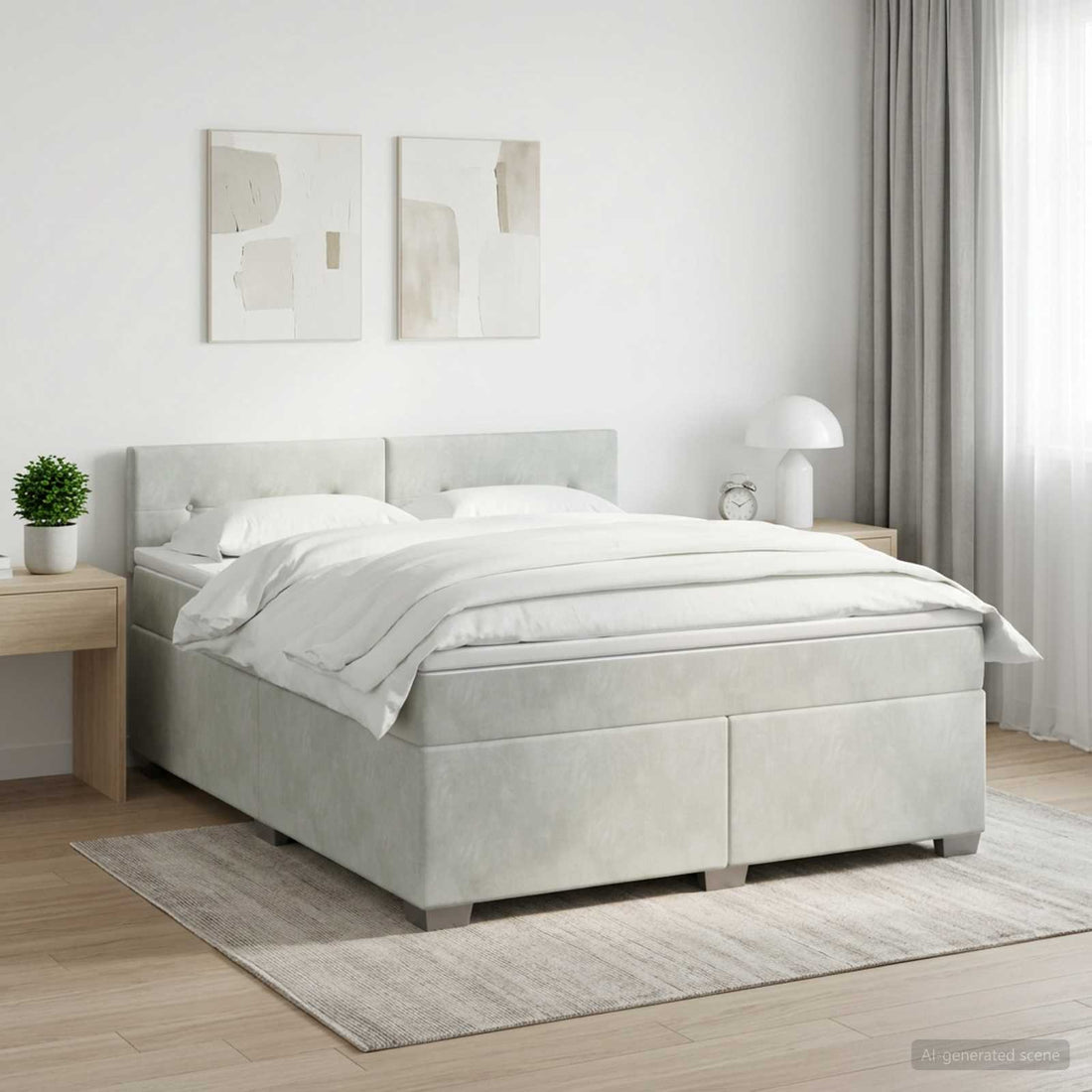 vidaXL Cama box spring con colchón Gris Claro 140 x 200 cm Terciopelo