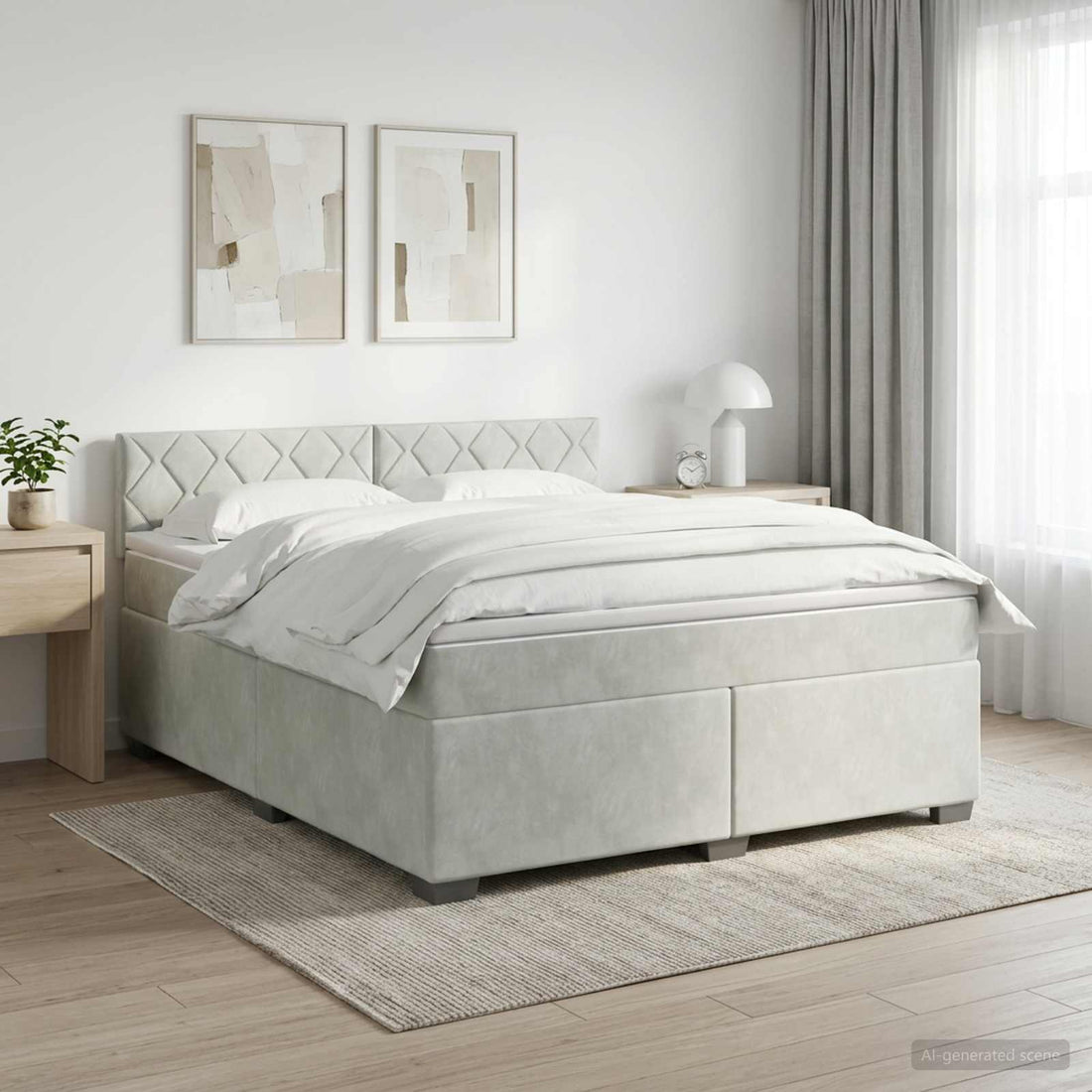 vidaXL Cama box spring con colchón Gris Claro 160 x 200 cm Terciopelo