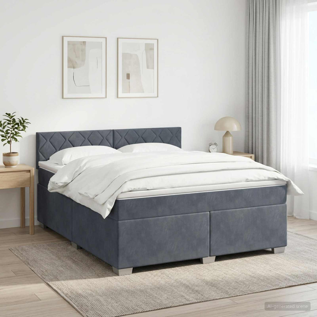 vidaXL Cama box spring con colchón Gris oscuro 180 x 200 cm Terciopelo