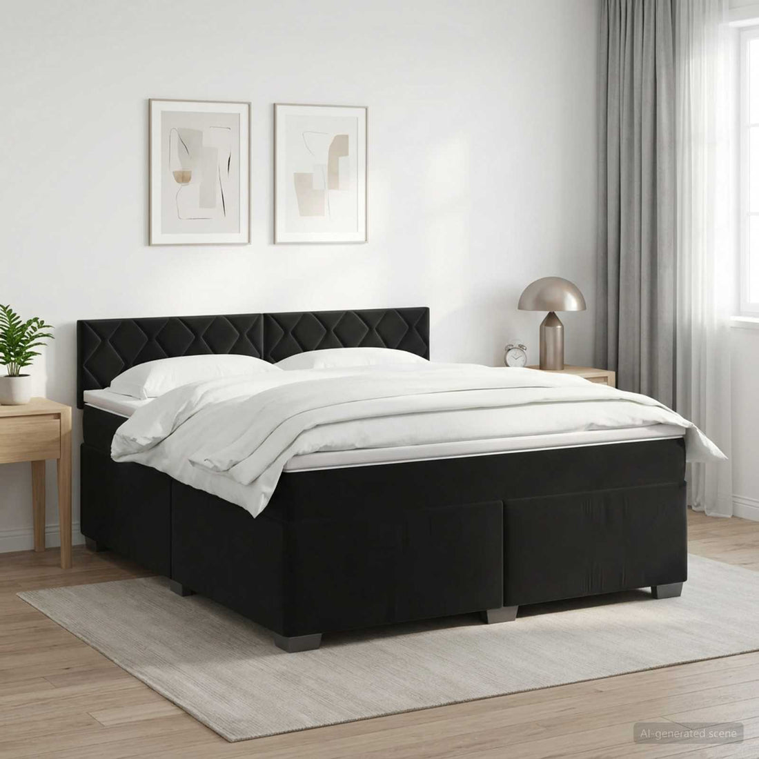 vidaXL Cama box spring con colchón Negro 160 x 200 cm Terciopelo